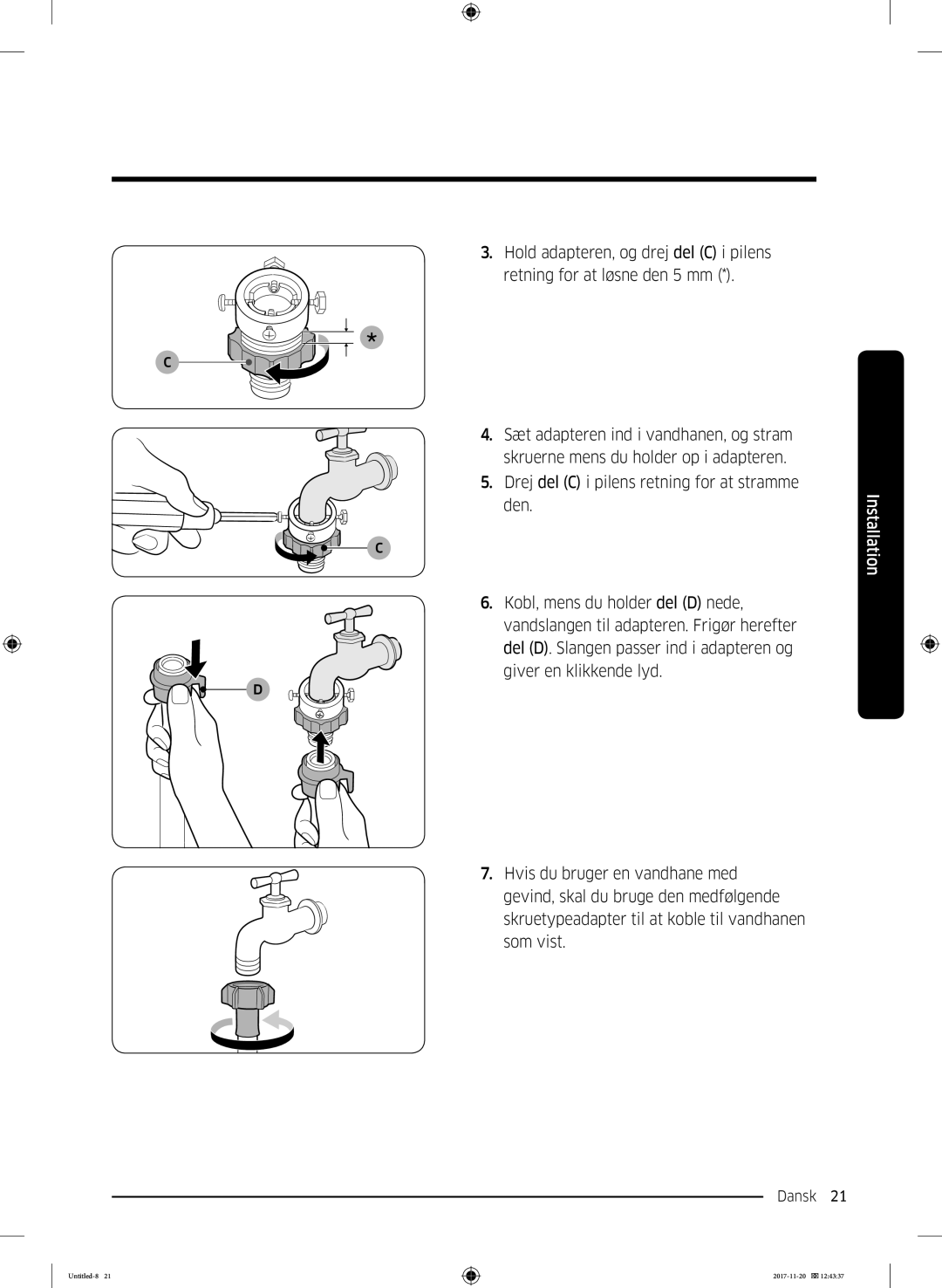 Samsung WW12K8402OW/EE manual Dansk 21  